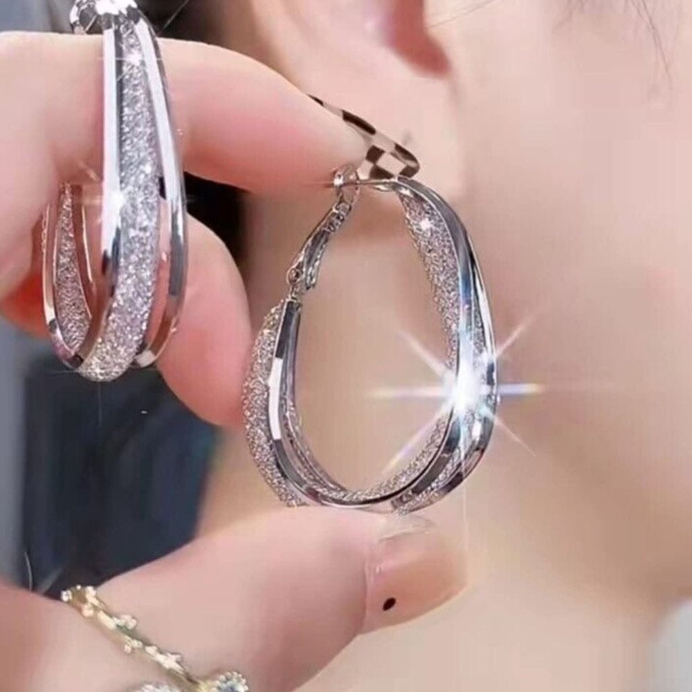 Fashion 925 Silver Jewelry Stud Dangle Earrings Cubic Zircon  SG-0061